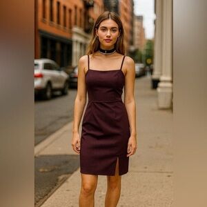 Elegant Burgundy Spaghetti Strap Dress